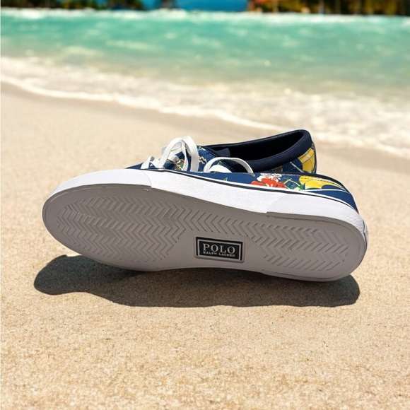 Polo by Ralph Lauren Faxon X Blue Floral Sneakers. Men’s Size 10.5 NWOB. - Picture 10 of 11